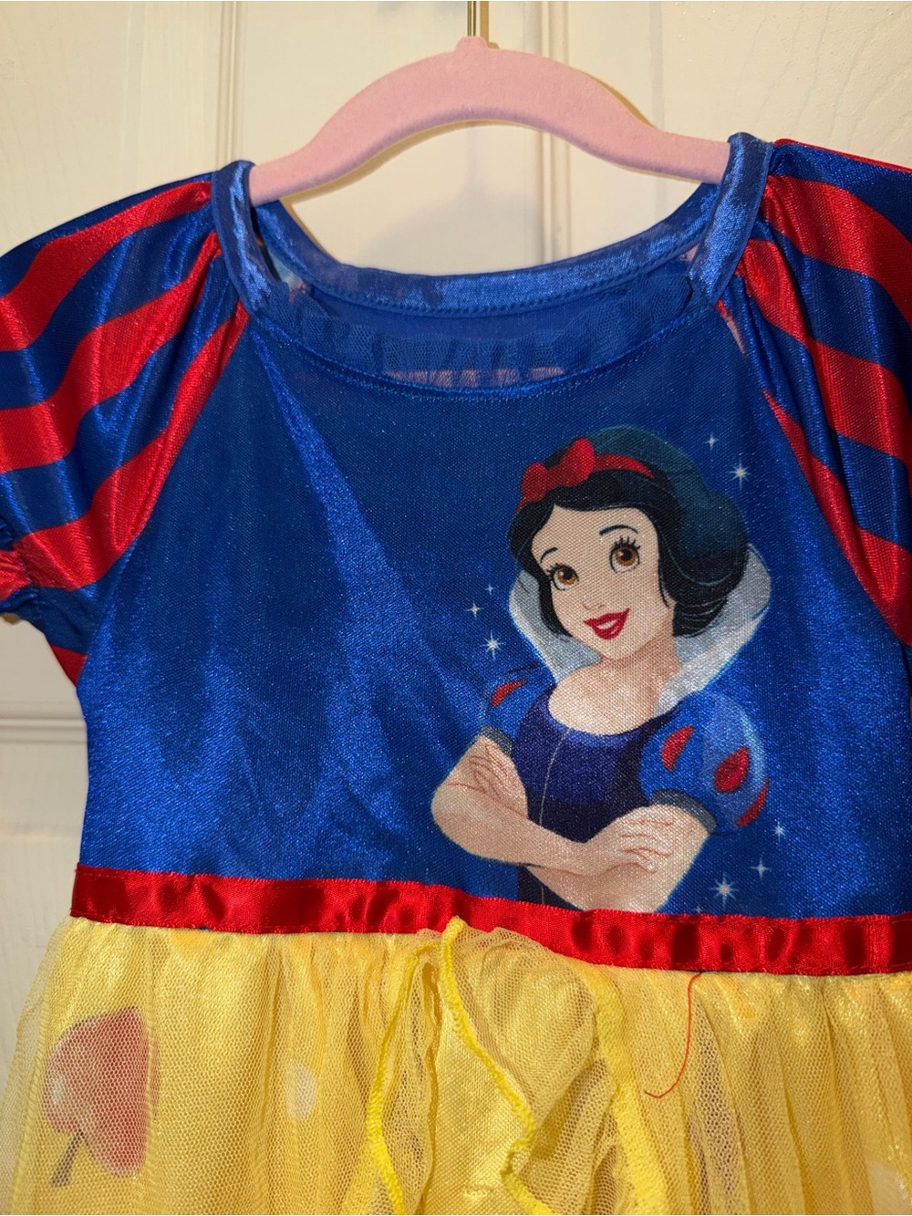 Disney Princess Snow White Yellow Blue Red Apple Ruffle Nightgown Costume Dress - Picture 3 of 7